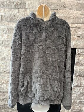 Zaful Men's Gray Plush Half-Zip Fleece Pullover